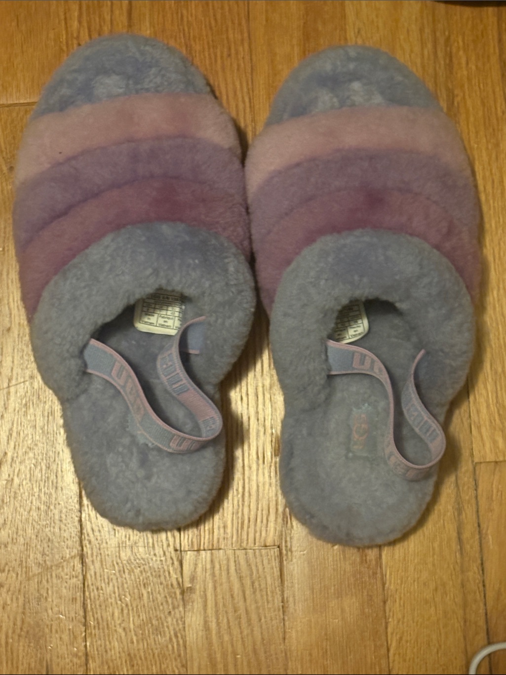 Ugg Women's Plush Striped Slip-On Slippers In Blue And Purple